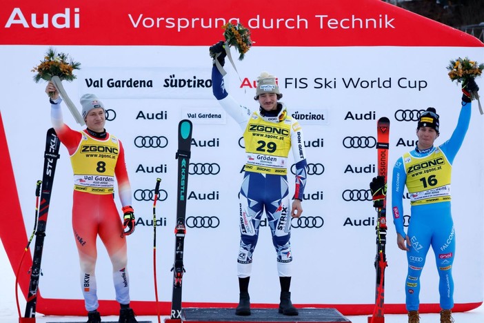 Nel SuperG della Val Gardena vince Zabystran, podio e lacrime per Franzoni