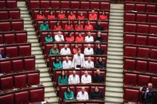 M5S, deputati in aula con colori Palestina: &quot;Governo volta sguardo dall'altra parte&quot;