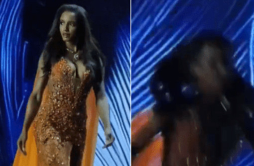 Incidente a Miss Universo, cade dalla passerella e finisce in barella