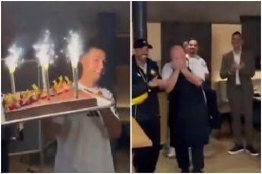 Sorpresa Ronaldo, porta una torta al... cuoco dell'Al Nassr