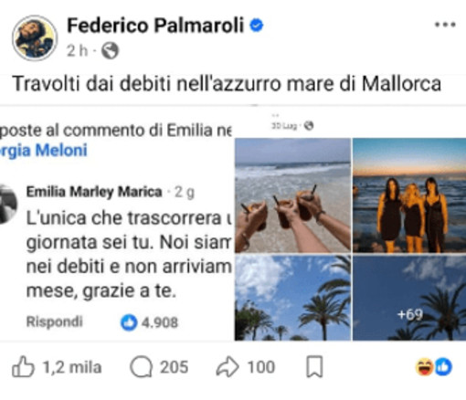 "Travolti dai debiti nell'azzurro mare di Mallorca": Osho smaschera la creator che aveva criticato Giorgia Meloni "Travolti dai debiti nell'azzurro mare di Mallorca": Osho smaschera la creator che aveva criticato Giorgia Meloni