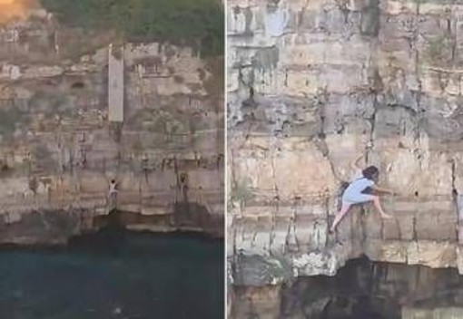 Paura a Polignano a Mare, turista resta bloccata sulla scogliera di Lama Monachile: voleva fare una foto Paura a Polignano a Mare, turista resta bloccata sulla scogliera di Lama Monachile: voleva fare una foto