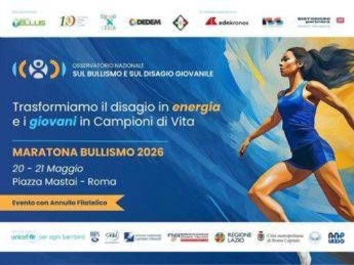 Maratona Bullismo 2026, 'Piazza del Rispetto' apre ai giovani, 20-21 maggio piazza Mastai spazio di incontro