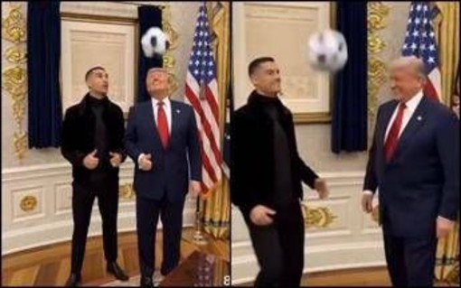 Trump, sfida di palleggi con Cristiano Ronaldo: il video (generato dall'AI) fa il giro del mondo Trump, sfida di palleggi con Cristiano Ronaldo: il video (generato dall'AI) fa il giro del mondo