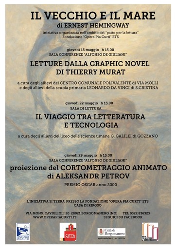 Il vecchio e il mare: tre appuntamenti alla “Opera Pia Curti” tra letteratura, immagini e tecnologia